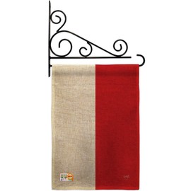 Breeze Decor GS108257-DB-03 Indonesia Burlap Flags of The World Nationality Impressions Decorative Vertical 13" x 18.5" Double Sided Garden Flag Set Metal Fansy Wall Bracket Hardware