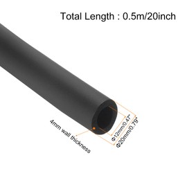 sourcing map Pipe Insulation Foam Tube Lagging Insulation Pipe 12mm(1/2 Inch) ID 20mm OD 20" Heat Preservation for Handle Grip Support, Black