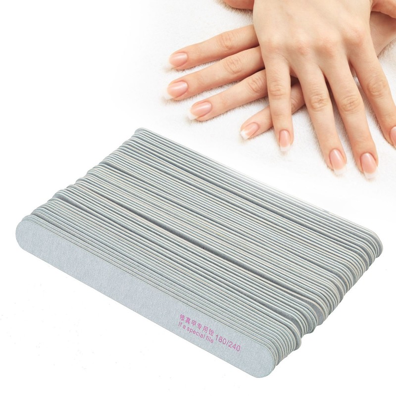 50pcs Nail Files Double Sided 180/240 Grit Nail Buffering Files