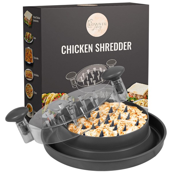 Konvivial Living Pro Chicken Shredder Tool Twist with Clear Lid,