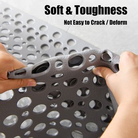 Bathtub Shower Mat Non-Slip with Suction Cups & Drain Holes Bath Mat Machine Washable Bathroom Rug for Elderly 17" x 29.5" (White)