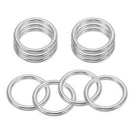 sourcing map M4x2" Seamless Metal O Ring, 304 Stainless Steel Smoothing Welded Solid Round Ring Buckle for Dog Collars Macrame Camping Belt Dog Leashes Luggage, Pack of 10
