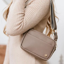 Modern+Chic Crossbody Bags for Women - Willow Convertible Crossbody Purse, Wear on Shoulder or as Belt Bag, Made of Vegan Leather with Adjustable Strap and Exterior/Interior Pockets (Taupe)