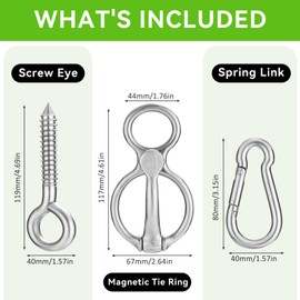 2 Sets Horse Tie Ring, Tie Ring for Horses 304 Stainless Steel, Horse Training Accessories for Indoor and Outdoor Horse Trailers, Horse tack and Supplies Accessories