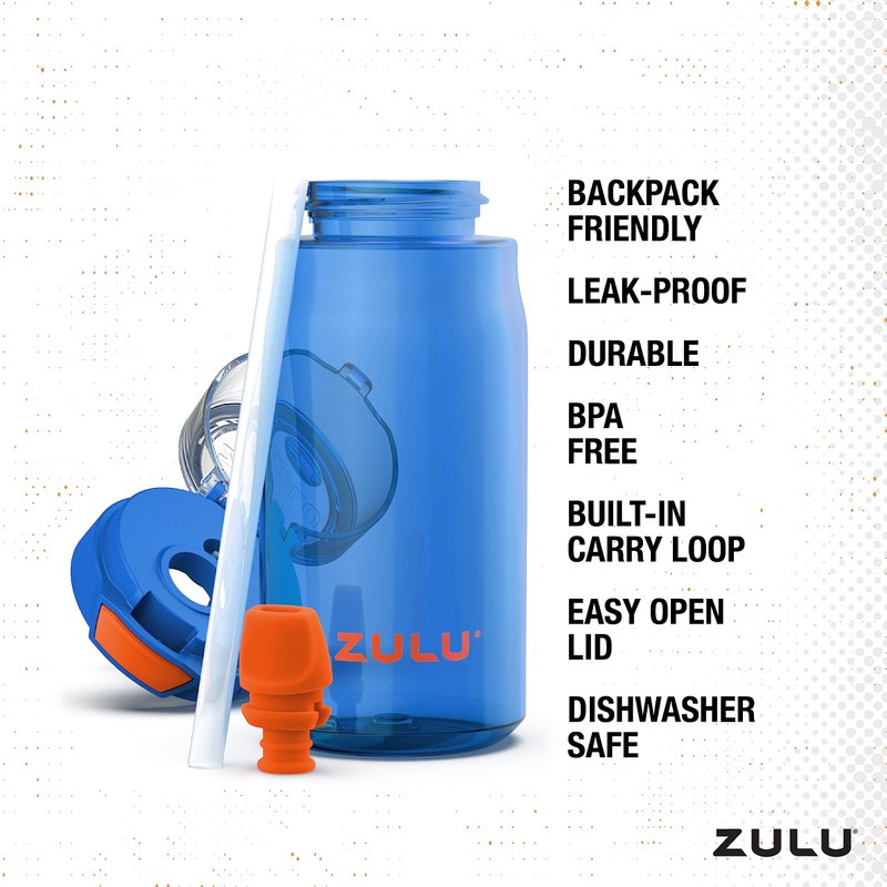 ZULU Kids Flex 16oz Tritan Plastic Water Bottle with Silicone