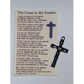 The Cross In My Pocket poem card with a BLACK & SILVER Pocket Cross
