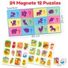 MAGNIKON Magnetic Puzzles Animals and Food, 24 Pieces, 2-Piece Magnetic