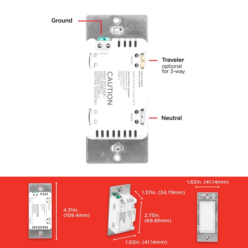 UltraPro Add-On Switch QuickFit and SimpleWire, In-Wall White Rocker Paddle