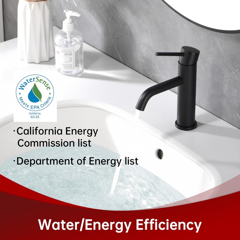 SUMERAIN Matte Black Bathroom Sink Faucet Single Handle Single Hole