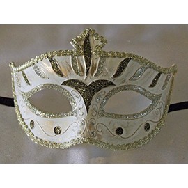 Venetian Eye Mask Bronze & Silver Costume Prom Party Mardi Gras New Orleans