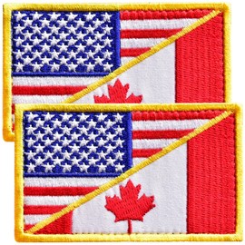 Bluyellow 2Pcs Canadian Flag American Flag Patch Sew on Opt, Embroidered USA Flag Canada Flag Patch for Tactical Backpack, Military Vest, Canadian Military, Hook and Loop Tactical Patches, 2x3 Inches