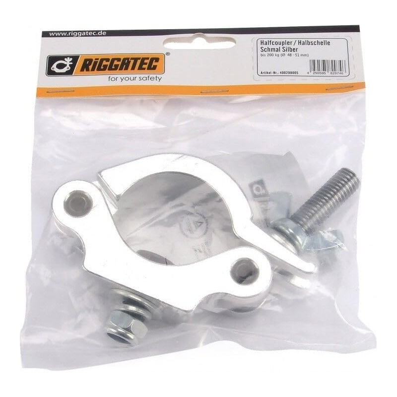 Riggatec half clamp - Half coupler silver, 48-51 mm.