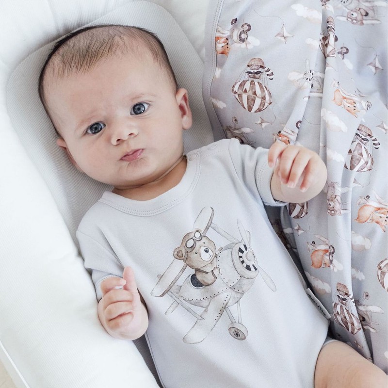 Aster & Oak Flying Oli Bear Print Onesie, 000 (0