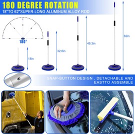 HORDALOR 21Pcs Car Wash Kit,62" Car Wash Brush Mop with Long Handle,Car Cleaning Kit,Car Detailing Brush Set,Car Wash Bucket with Dirt Trap,Windshield Window Squeegee for Cars RV Truck Boat