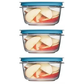 Utensilux Storage Containers, Easy Find Lids, Teal, 5 cup, Flex & Seal, Leak Proof Lids, Food Storage Set, Clear Meal Prep Flex Containers, 3 Piece Set