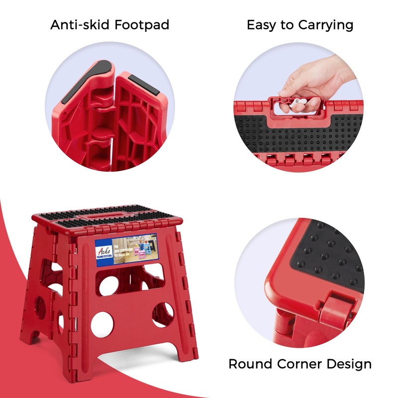 ACKO Folding Step Stool - 13" Height Premium Heavy Duty