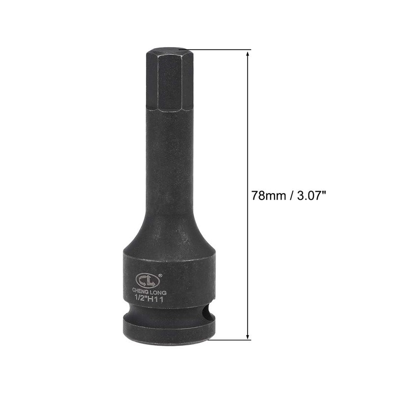 TOP-VIGOR Impact Hex Bit Socket, 1/2" Drive x H11 (11mm)