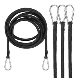 DENUOTOP Pack of 4 Tensioning Straps with Carabiner, 100 cm Expander Black, Tie Down Straps for Car, Bicycle, Outdoor, Camping, Luggage Tensioner, Elastic Tie Down Strap Rubber with Carabiner