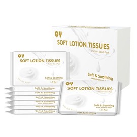 Ultra Soft Tissues 6-Ply (160 Sheets/8Packs) Lotion Facial Tissues with Glycerin & Protein FSC Certified Biodegradable Baby-Safe & Fluorescent-Free Hypoallergenic