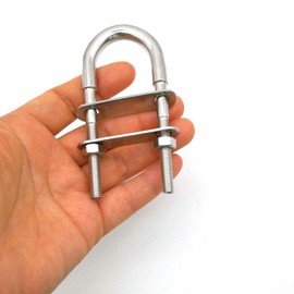 Marine 316 Stainless Steel Boat Stern Bow Eye Tie Down U Bolt with Plate and Nuts (1/4")