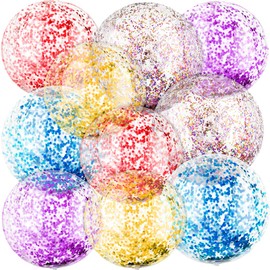 20 Pcs Inflatable Glitter Beach Ball 24 Inch 16 Inch Clear Beach Ball Blow Up Pool Balls Large Beach Ball Swimming Pool Water Beach Toys for Kids Adults Outdoor Summer Birthday Party Favors, 5 Colors