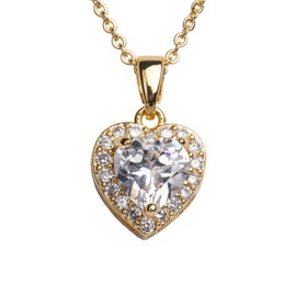 LuckyLy Collar para Mujer de Corazón con Cristal y Zirconia Cúbica, Baño de Oro 14k – Ideal como Regalo para Mujer de Aniversario y Novia, Modelo Adora