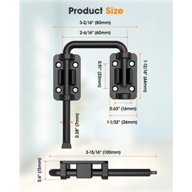 MeBantoo 2.36 Inch U Patio Sliding Door Loop Lock Latch - Stainless Steel Home Security Loop Bolt Lock for Barn, Garden, Fence Gate, Window - Multi-Angle Installation Option (Black-2 Pcs)