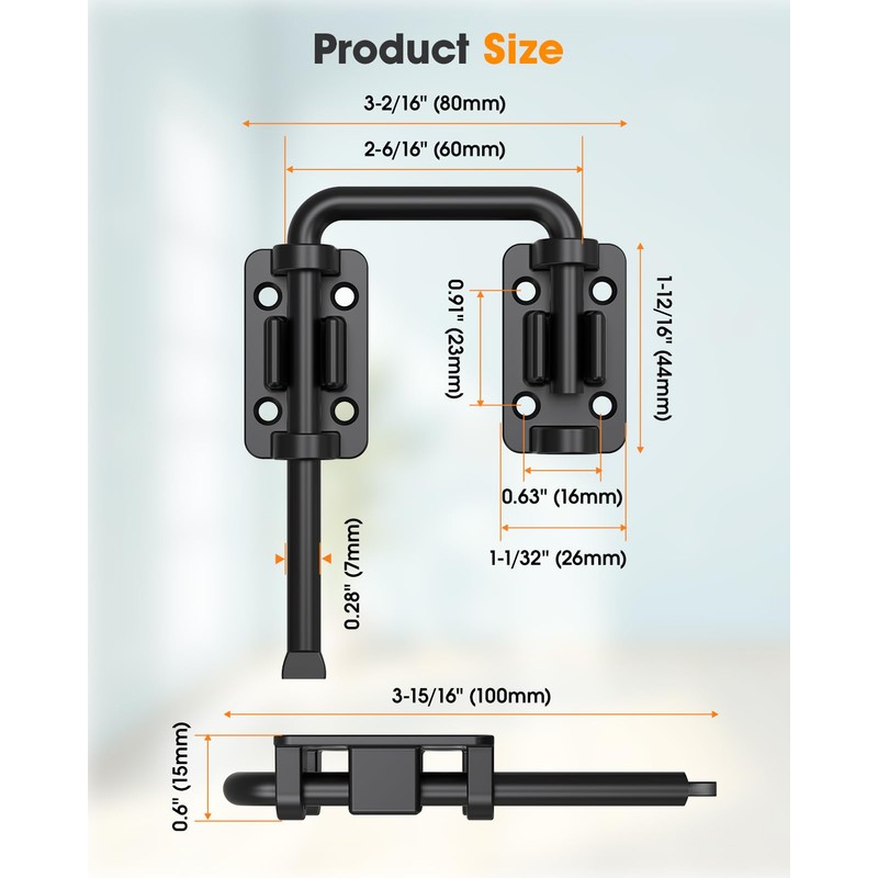 MeBantoo 2.36 Inch U Patio Sliding Door Loop Lock Latch