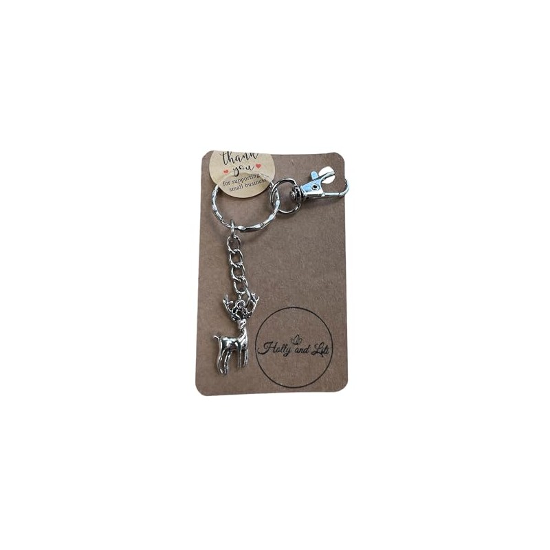 Keyrings, Handmade Keychains, Zipper Chains, Keyrings (Deer - Silver)