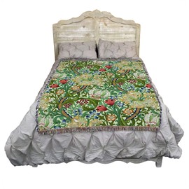 Pure Country Weavers William Morris Golden Lily Blanket - Arts & Crafts - Gift Tapestry Throw Woven from Cotton - Made in The USA (72x54)