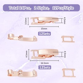SUPERFINDINGS 24 Pieces 2 Styles Brass Folding Clasps Rose Gold Necklace Bracelet Extensions 15-16.5 mm Length Folding Overlap Clasp Jewellery Clasps for DIY Jewellery Making