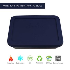 Sophico 3 Cup Rectangle Silicone Storage Cover Lids Replacement for Pyrex 7210-PC Glass Bowls, Container not Included (NAVY BLUE, 2 Pack)