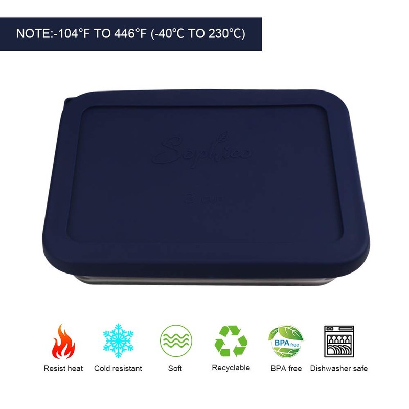 Sophico 3 Cup Rectangle Silicone Storage Cover Lids Replacement for