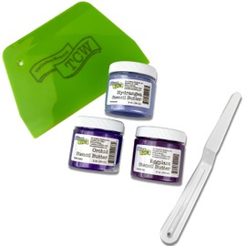 The Crafter's Workshop Purple Passion Stencil Butter Starter Kit – 5-Pc Set Includes 3 Colors in 2-oz Jars of Paint Paste and 2 Spreading Tools for Vibrant Textured Artwork