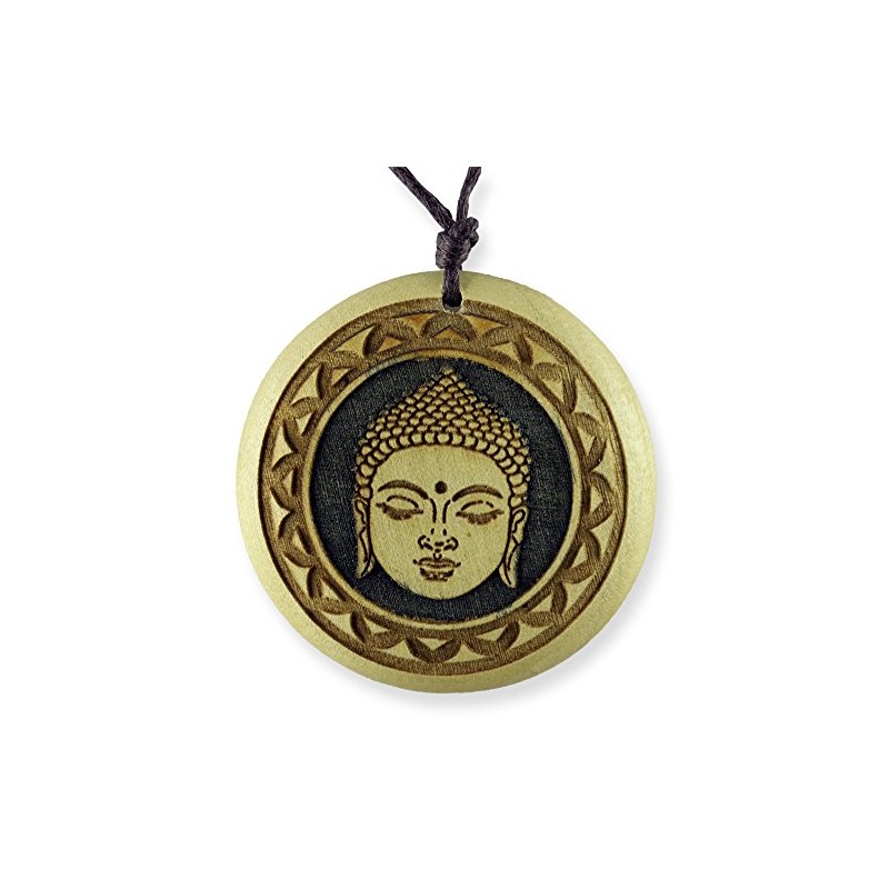 Island Piercings Wooden Buddha Pendant Necklace Adjustable Length N299, Wood,