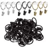 Rustark 40Pcs Black Curtain Rings with Clips, 1" (25mm) Interior Diameter Curtain Drapery Clip Rings Shower Curtain Clips Curtain Rod Hanging Clips for Window Bathroom Home