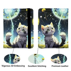 Cute Cat Passport Holder for Women and Men PU Leather Passport Cover for Travel
