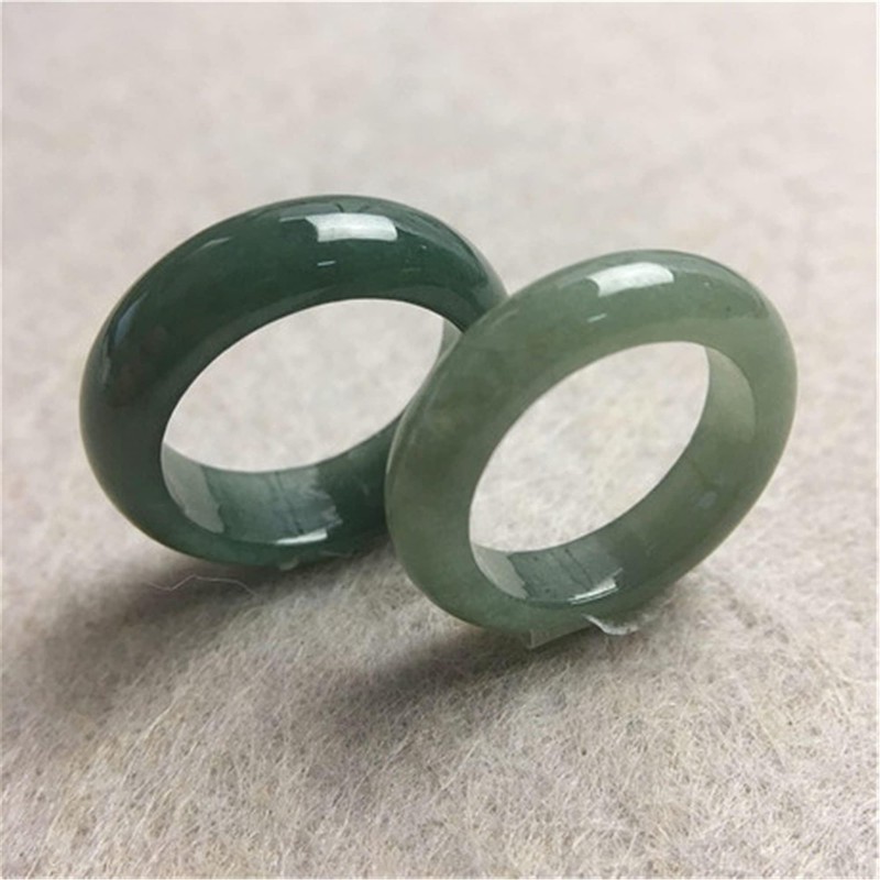 CAOMIAN Natural Gray Green Burma Jadeite Narrow Band Ring Grade