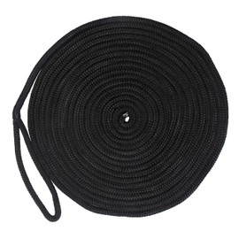 Docking Lines Double Braided Nylon Black Docking Lines 5/8 Inch 25 FT, 50 FT Mooring Rope with 12" Eyelet Anchor Line Boat Accessories