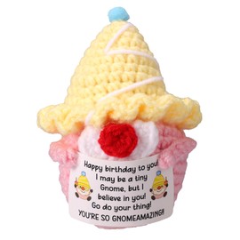 TOYMIS Positive Knitted Gnome, Birthday Plush Emotional Doll Support Crochet with Cheer up Message Card for Close Friends Family Members Favor Inspirational Home Office Decor Gifts Decorations
