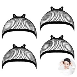 4 PCS Wig Caps for Women, Wig Caps to Hold Wig in Place, Hair Net for Wigs, Wig Nets for Women, Stretchy & Breathable, Breathable Wig Net Cap for Long Short Hair (Black)