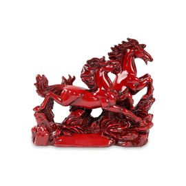 TREEMAISON Vastu Red Running Horses for Prosperity | Positive Energy & Good Luck Showpiece | Resin Decor for Home & Office | Wealth & Health Enhancement