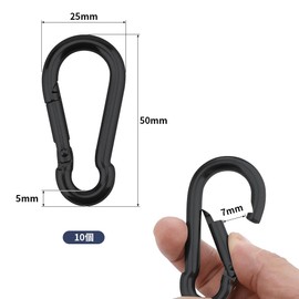 Glvaner Carabiner, Spring Hook, Multifunctional Carabiner, Stainless Steel, Rustless, Small, Lightweight, Fall Prevention, Camping, Mini Hook, Key Holder, for Outdoors, Black (M5)