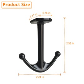 LEE House 4 Piece Two Prong Ceiling Hook for Closet Top Bathroom Kitchen Cabinet Garage (Black)