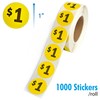 1000 Labels $1 Price Stickers Roll, 1 Inch Round Pre-Printed