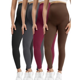 Buttergene 4 Pack Women's Creamlush Maternity Leggings Maternity Yoga Pants Pregnancy Leggings Maternity Clothes