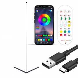 MEGHALI 56-Inch RGB Floor Lamp with Remote – Black Aluminum 10W Floor Lamp for Living Room, Modern LED Light