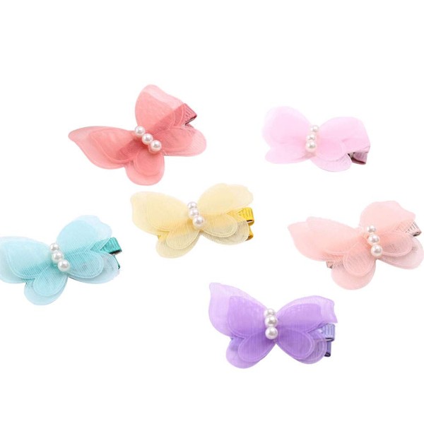 Frcolor Baby Girl Infant Bow Pearl Toddler Hair Butterfly Snap Clips Hair Accessories Hair Clip Set (8 Pieces)