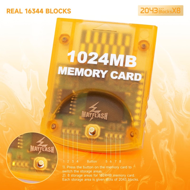 MAYFLASH 1024MB(16344 Blocks) Memory Card for Gamecube and Wii