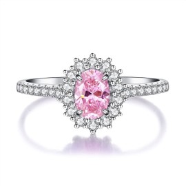 Bellitia Jewelry 925 Sterling Silver Women's Ring with Ruby, Oval Cut Fashion Ring with Red Gemstone for Women, Anniversary Ring, Engagement Ring for Women, Jewellery Set, 925 sterling silver,